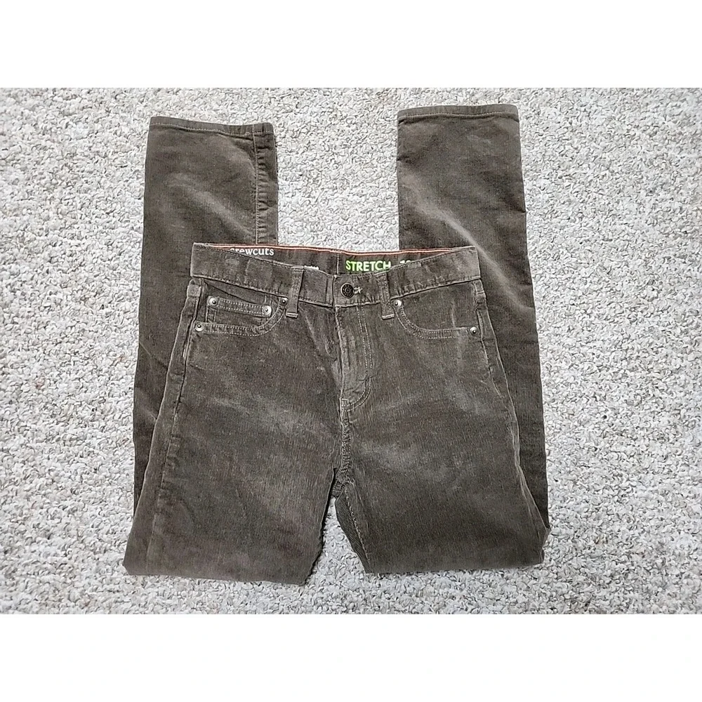 J.Crew Crewcuts Stretch Corduroy Pants Cords Size 10 Brown Zip Fly‎ Adjustable